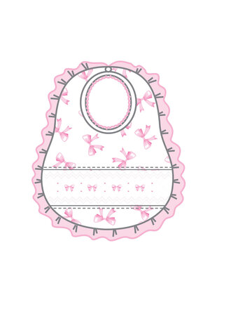 Magnolia Baby Baby Bows Pink Smocked Printed Ruffle Bib