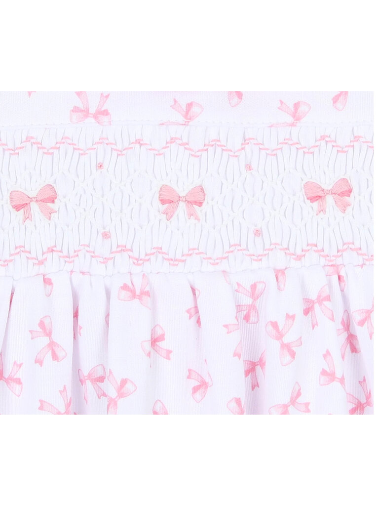 Magnolia Baby Baby Bows Pink Smocked Printed Ruffle Bib