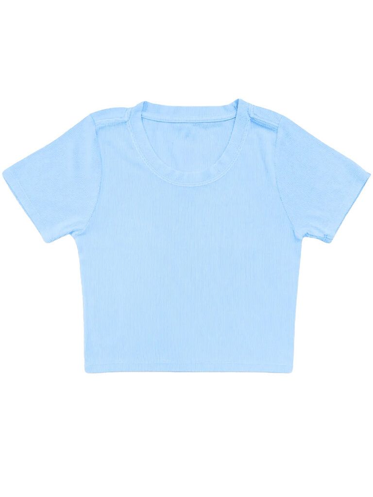 KATIE J Livi Ribbed Tee - Baby Blue