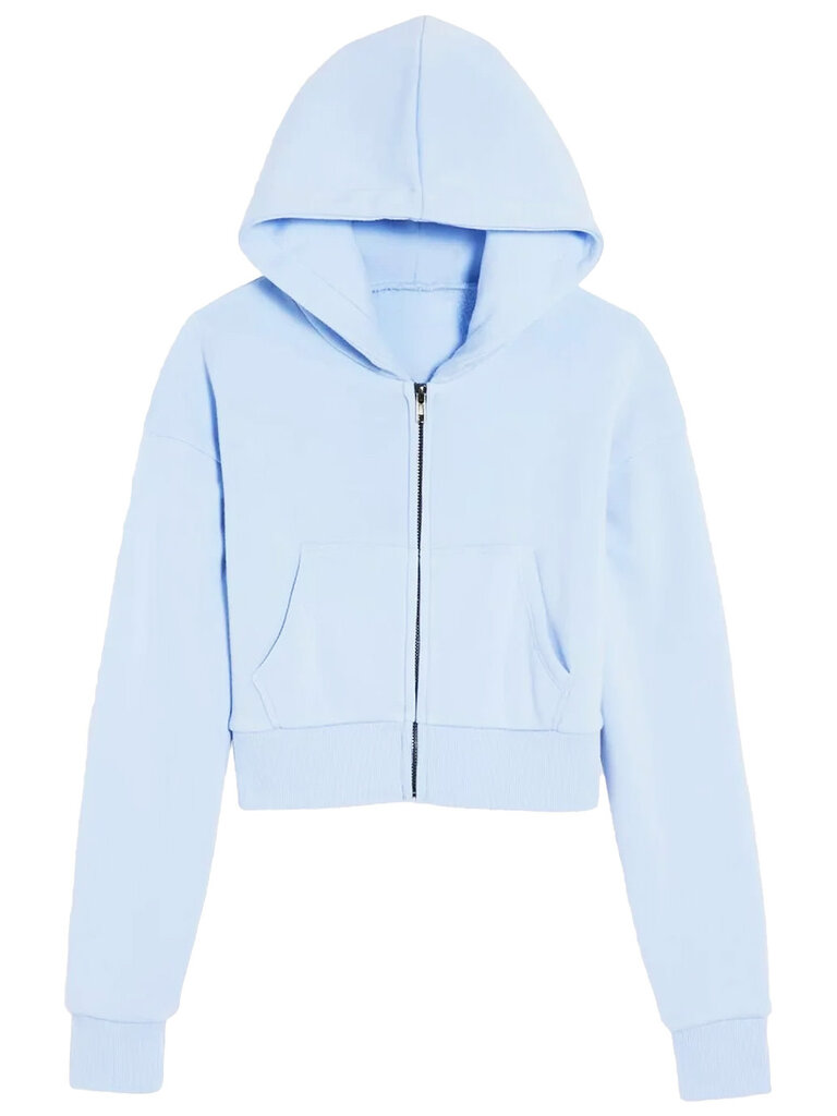 KATIE J Dylan Crop Zip Hoodie - Baby Blue