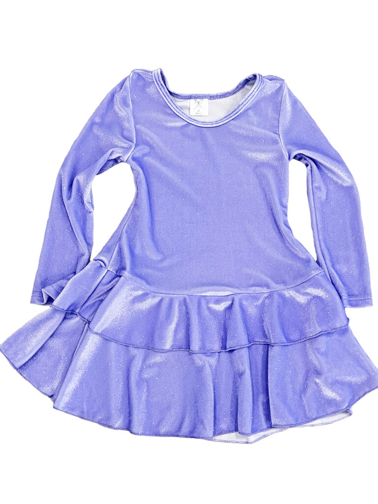 Social Butterfly Lavender Glitter Velvet Ruffle Dress