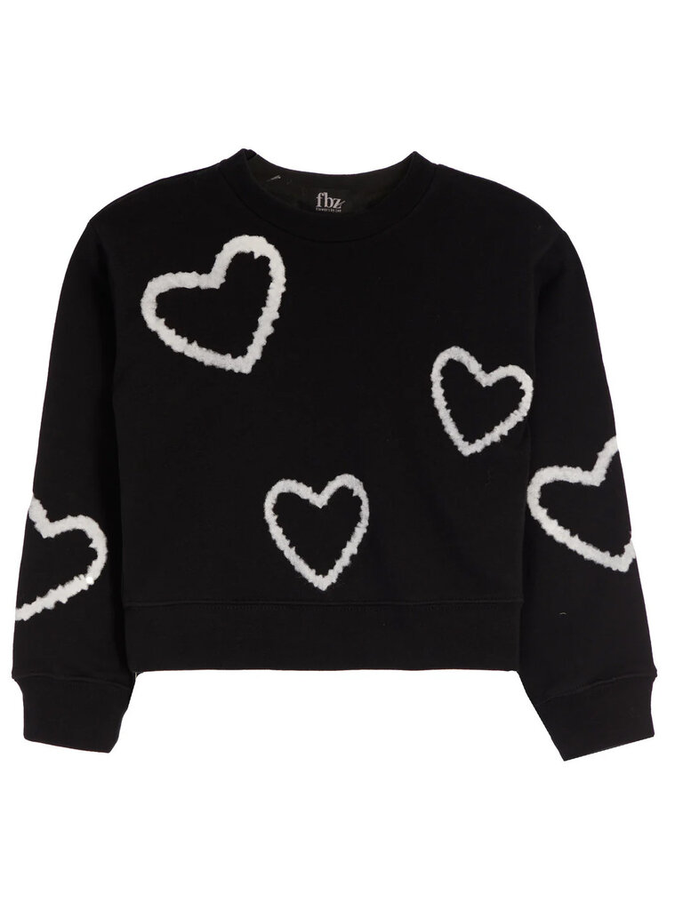 Flowers by Zoe Spray Hearts Black Sweatshirt