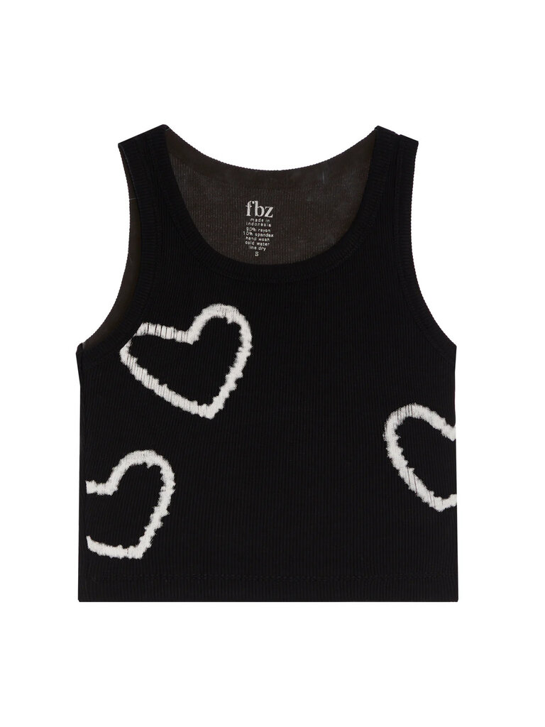 Flowers by Zoe Spray Hearts Black Tank