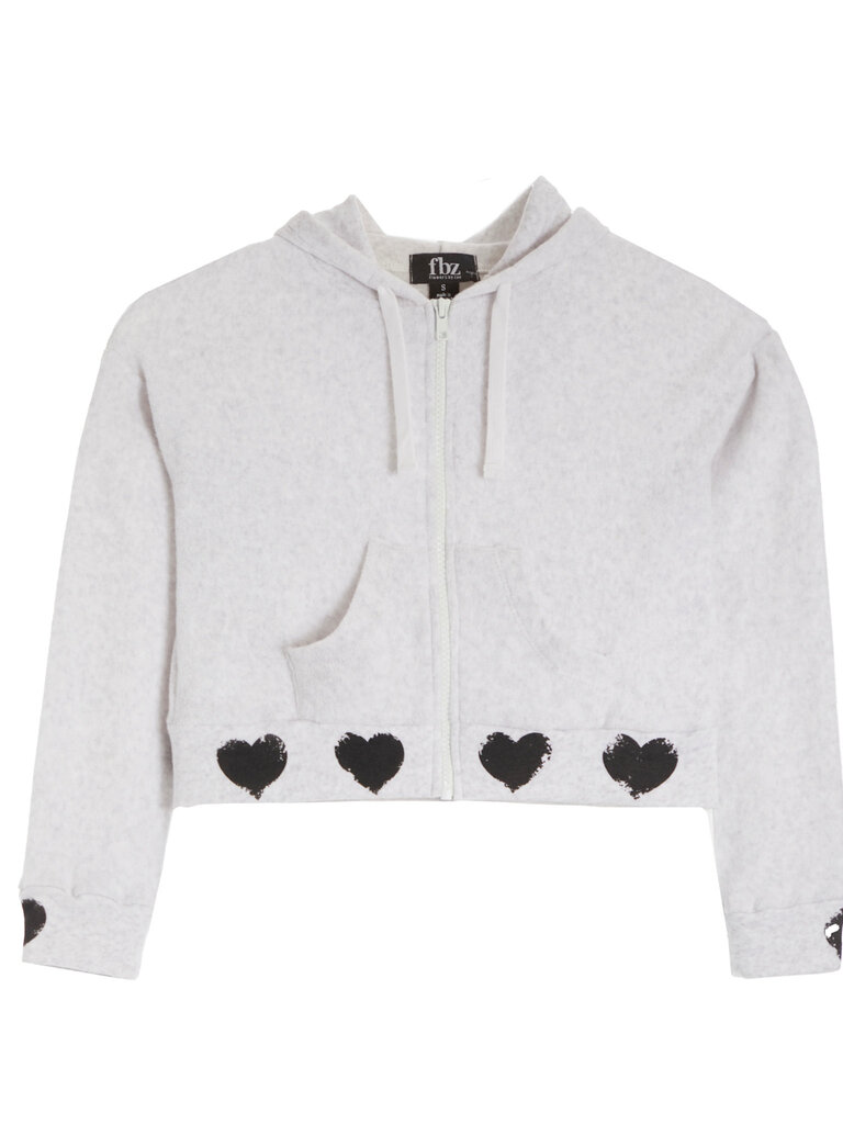 Flowers by Zoe Grey Fleece Heart Zip Hoodie
