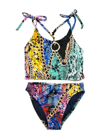 Les Tout Petit Cobra Chain Print Tie Bandeukini Les Tout Petit Cobra Chain Print Tie Bandeukini