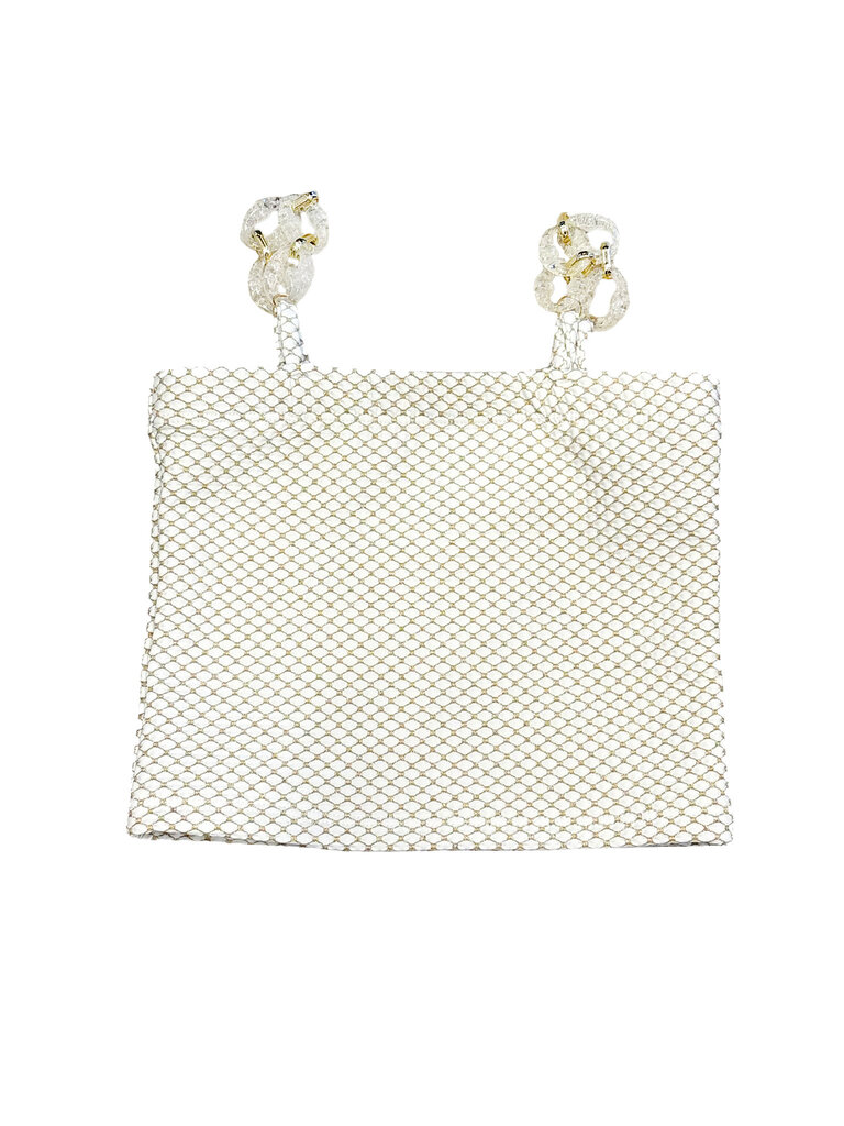 Les Tout Petit White Diamond Crystal Link Top