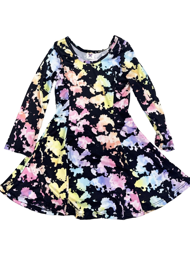 Social Butterfly Pastel Tie Dye Fit & Flare Dress