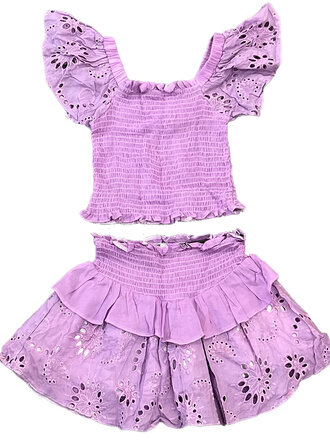 Tweenstyle Purple Eyelet Flutter Skirt Set Tweenstyle Purple Eyelet Flutter Skirt Set