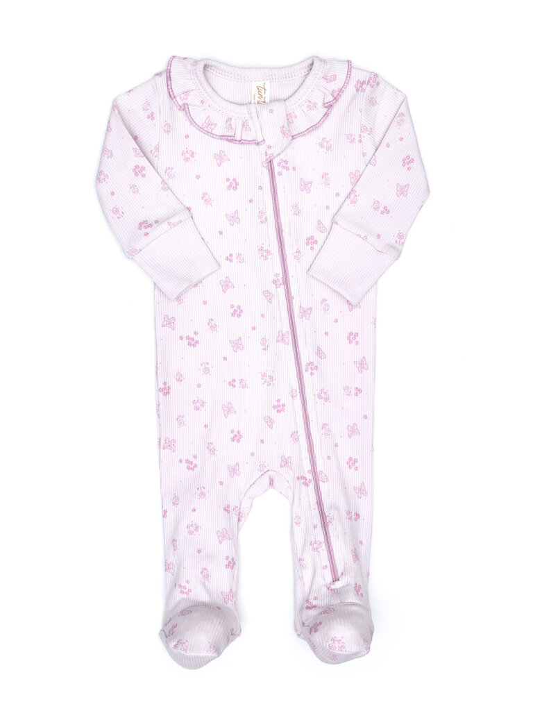tun tun Orchid Butterflies Ruffle Zip Footie