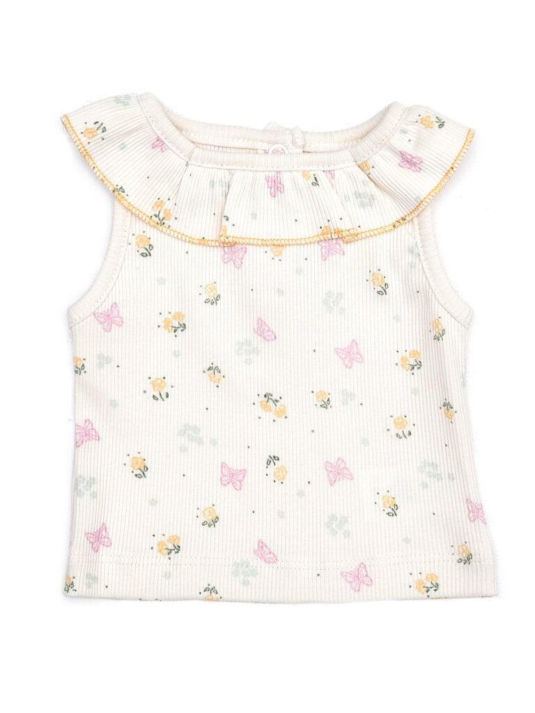 tun tun Natural Butterflies Ruffle Top Short Set