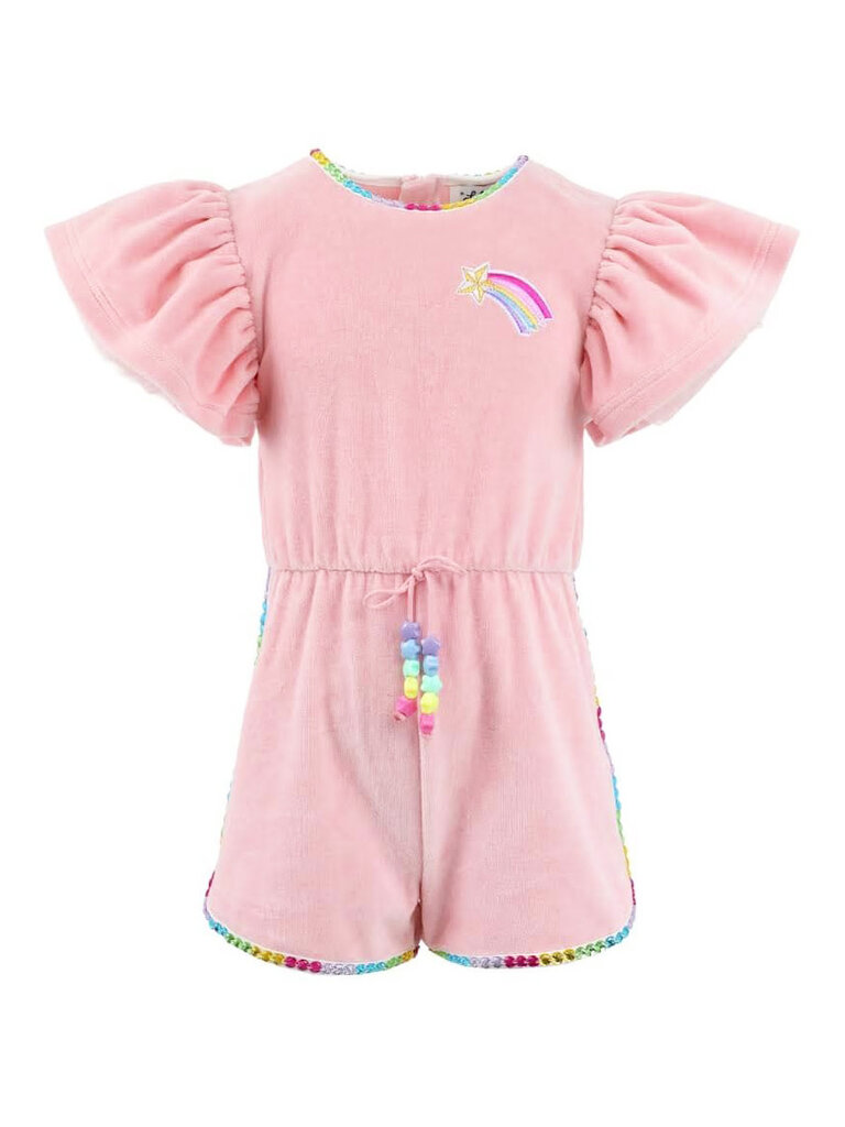 Lola and the Boys Velour Rainbow Gems Romper