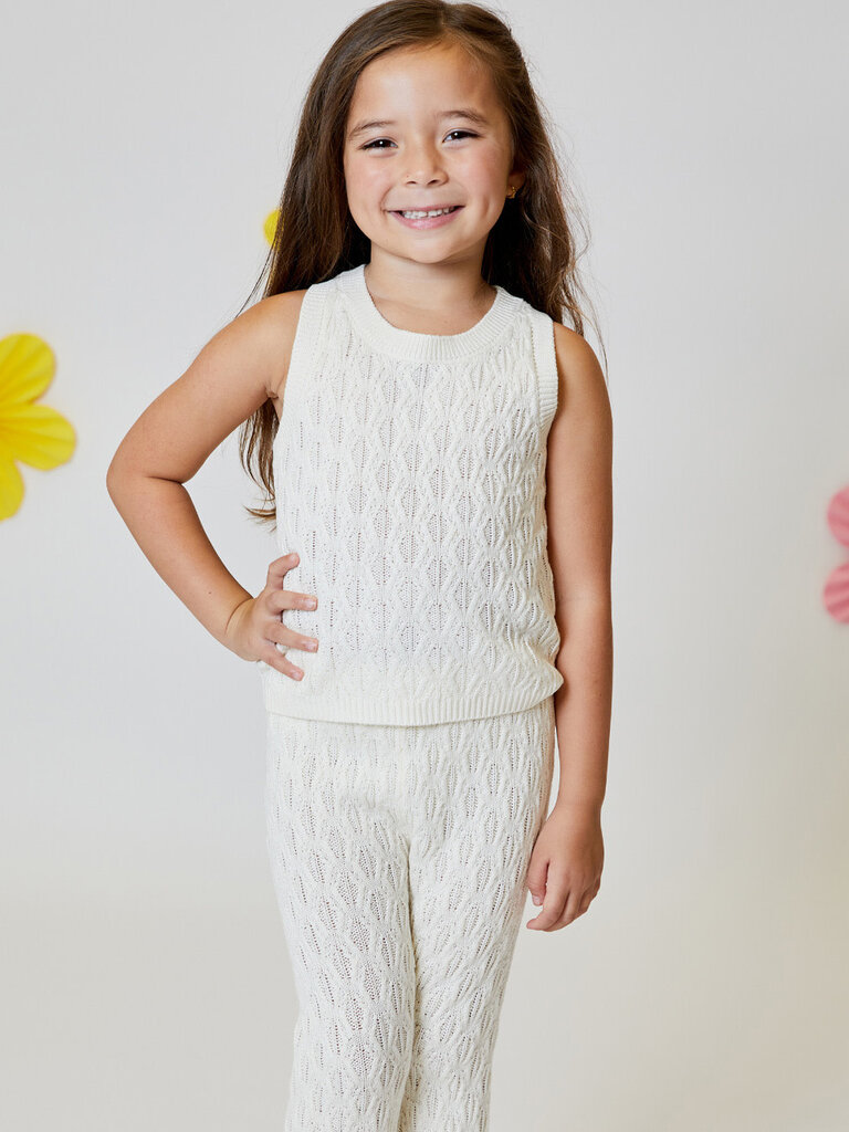 Design History Girls Vanilla Knit Tank and Pant Set