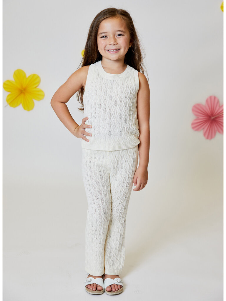 Design History Girls Vanilla Knit Tank and Pant Set