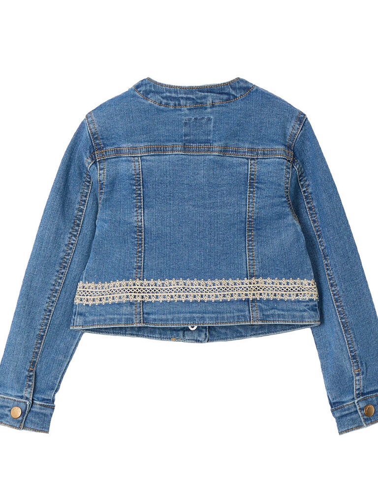 Mayoral Lace Trimmed Blue Denim Jacket