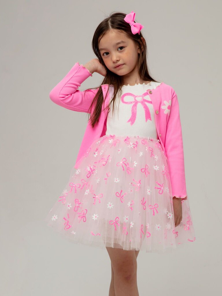 Petite Hailey Pink Bow Tutu Dress