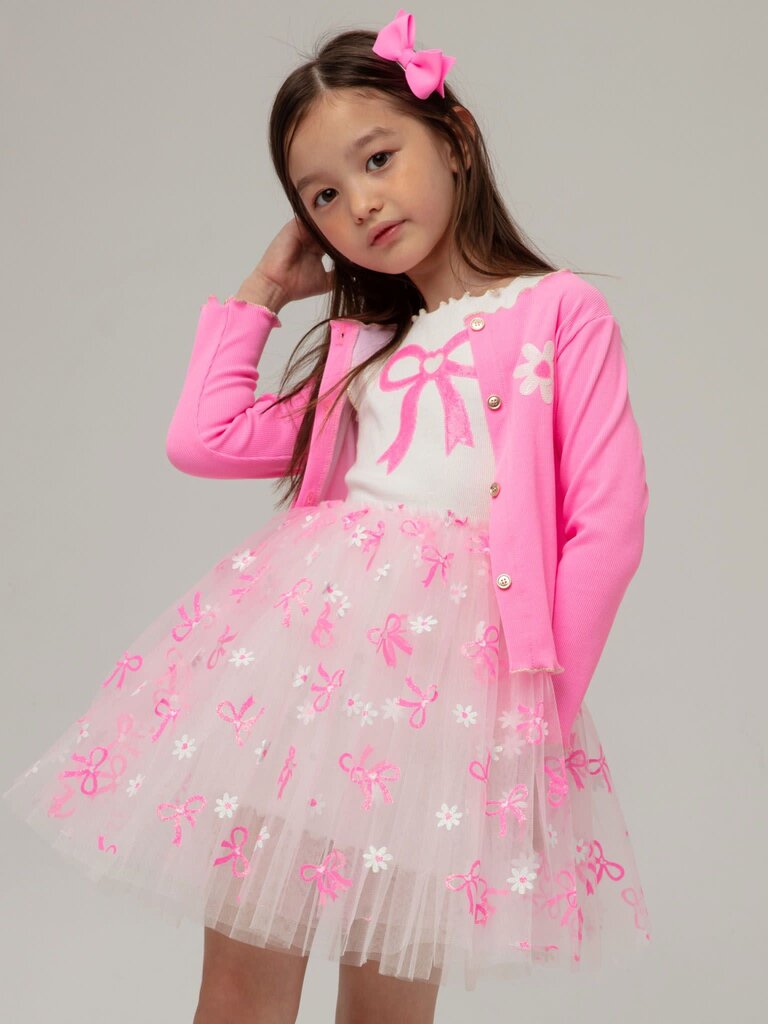 Petite Hailey Pink Bow Tutu Dress
