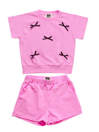 Petite Hailey Pink Bow Sweatshirt Set