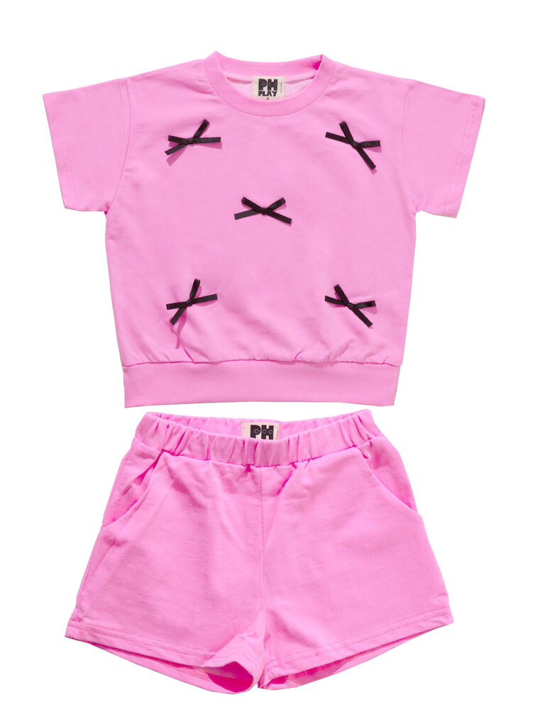 Petite Hailey Pink Bow Sweatshirt Set