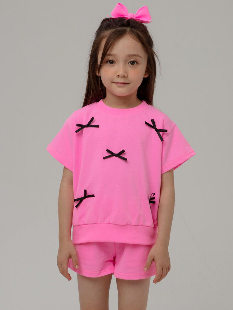 Petite Hailey Pink Bow Sweatshirt Set