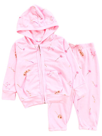 Pink Wild Flower Zip Jacket Set