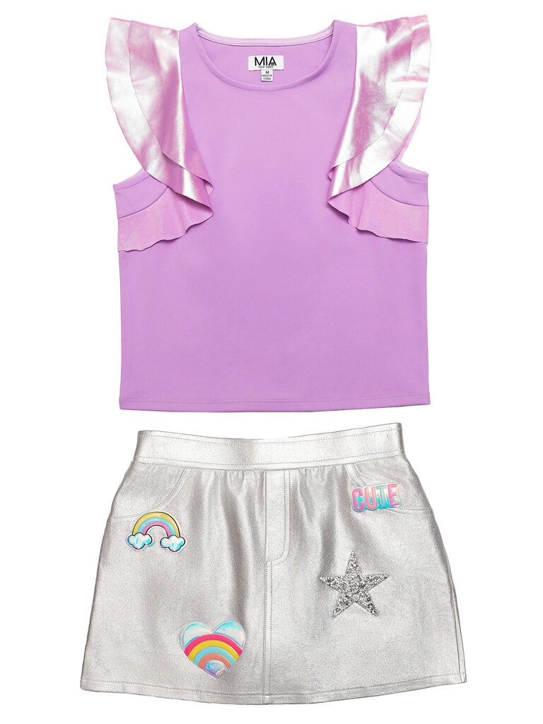 MIA New York Orchid Shimmer Flutter Top