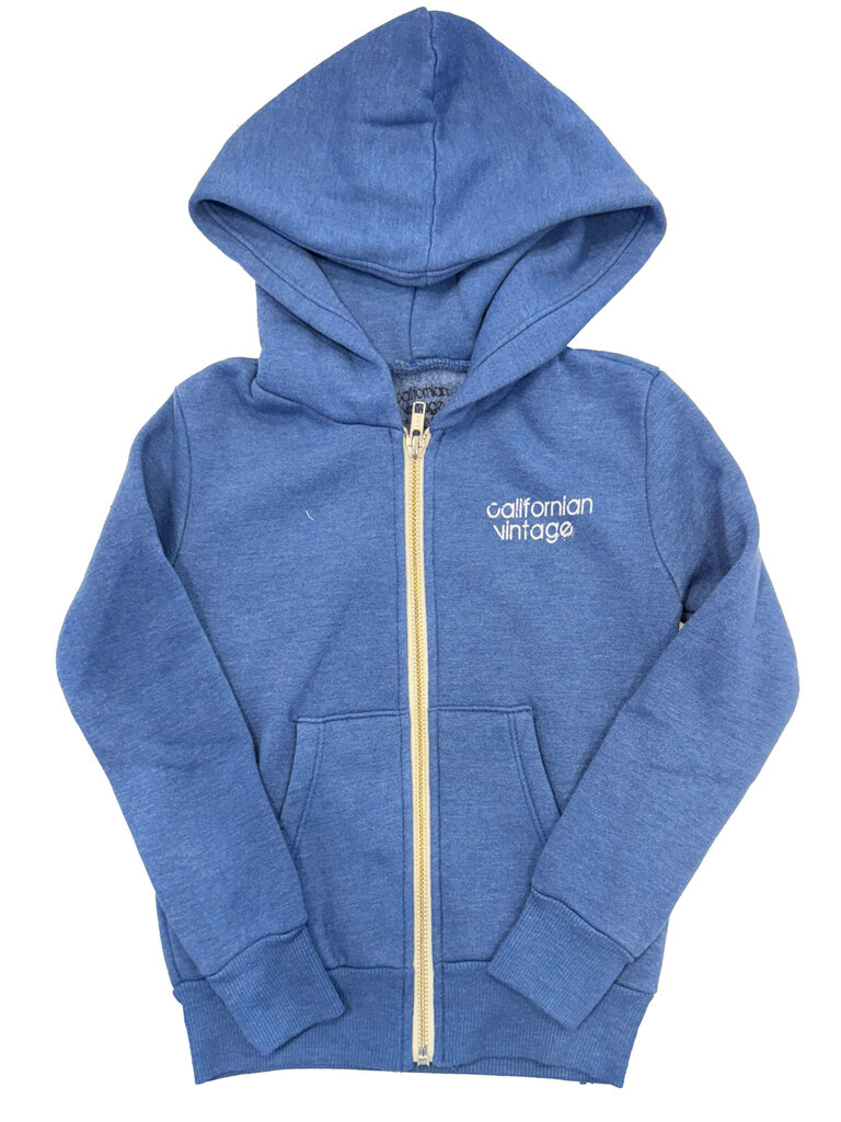 Californian Vintage Dusty Blue Bolt Zip Hoodie