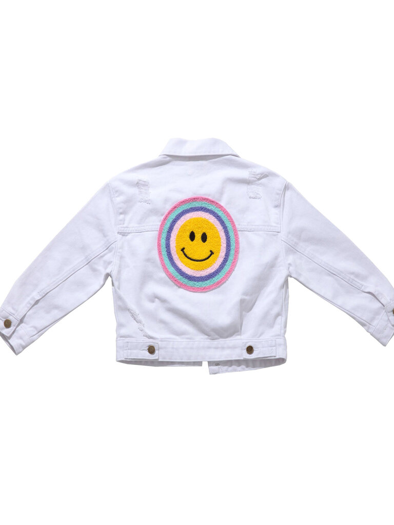 Petite Hailey White Patched Denim Jacket