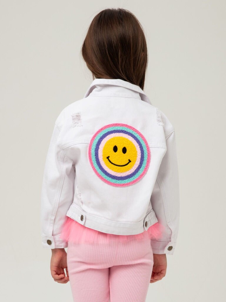 Petite Hailey White Patched Denim Jacket