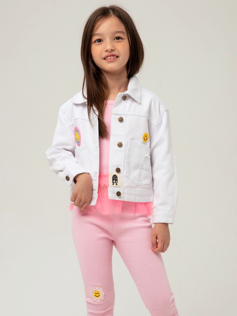 Petite Hailey White Patched Denim Jacket