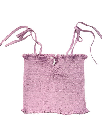 THEME Georgia Lavender Satin Smocked Top THEME Georgia Lavender Satin Smocked Top