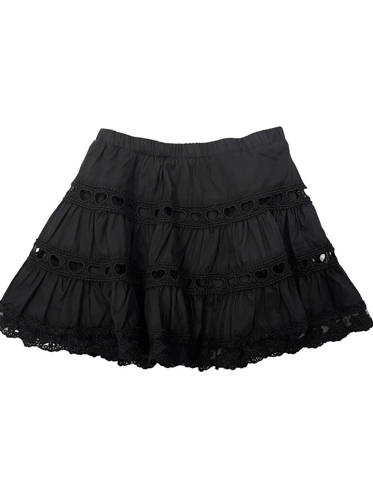 THEME Sofia Black Heart Lace Skirt