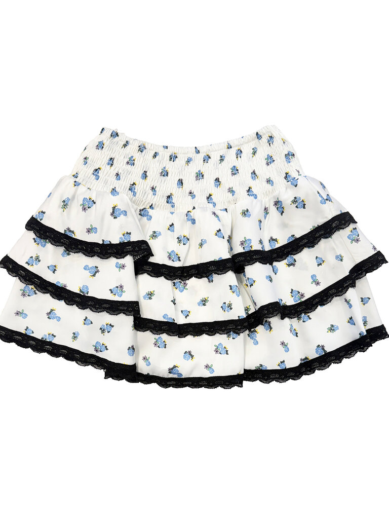 THEME Gemma Satin Blue Rose Mini Skirt