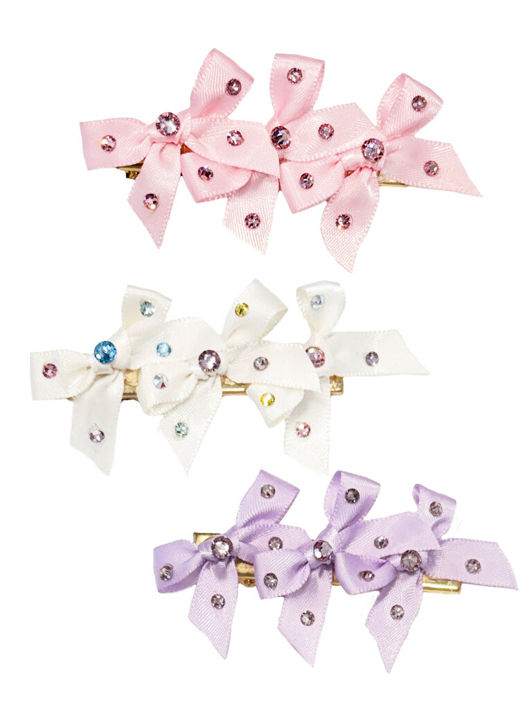 Bari Lynn Crystal Satin Bows Pinch Clip