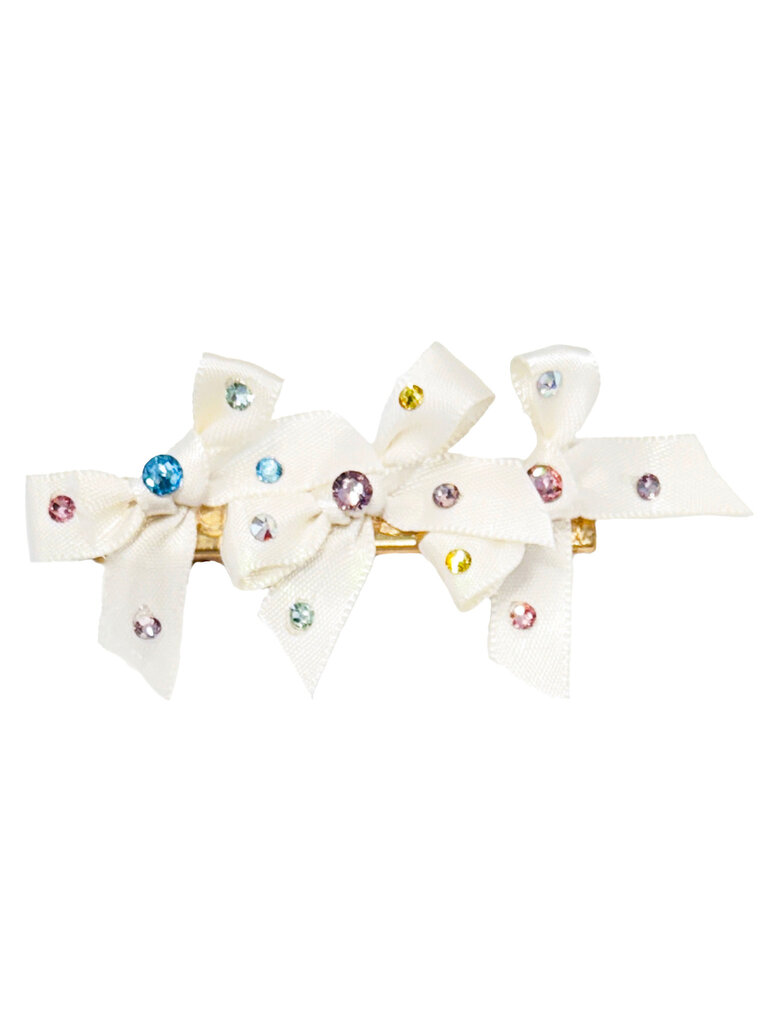 Bari Lynn Crystal Satin Bows Pinch Clip