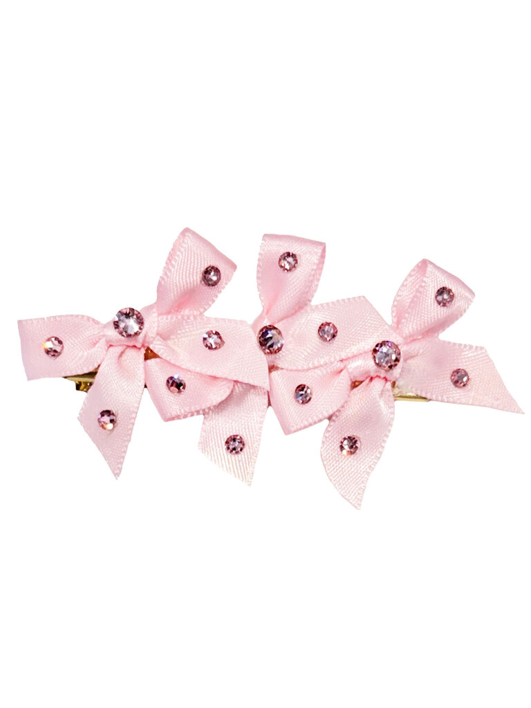 Bari Lynn Crystal Satin Bows Pinch Clip