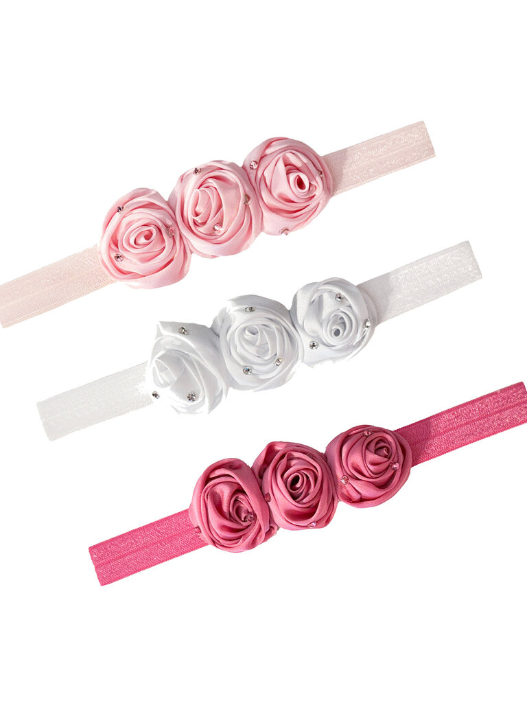 Bari Lynn Satin Rose Elastic Baby Headband