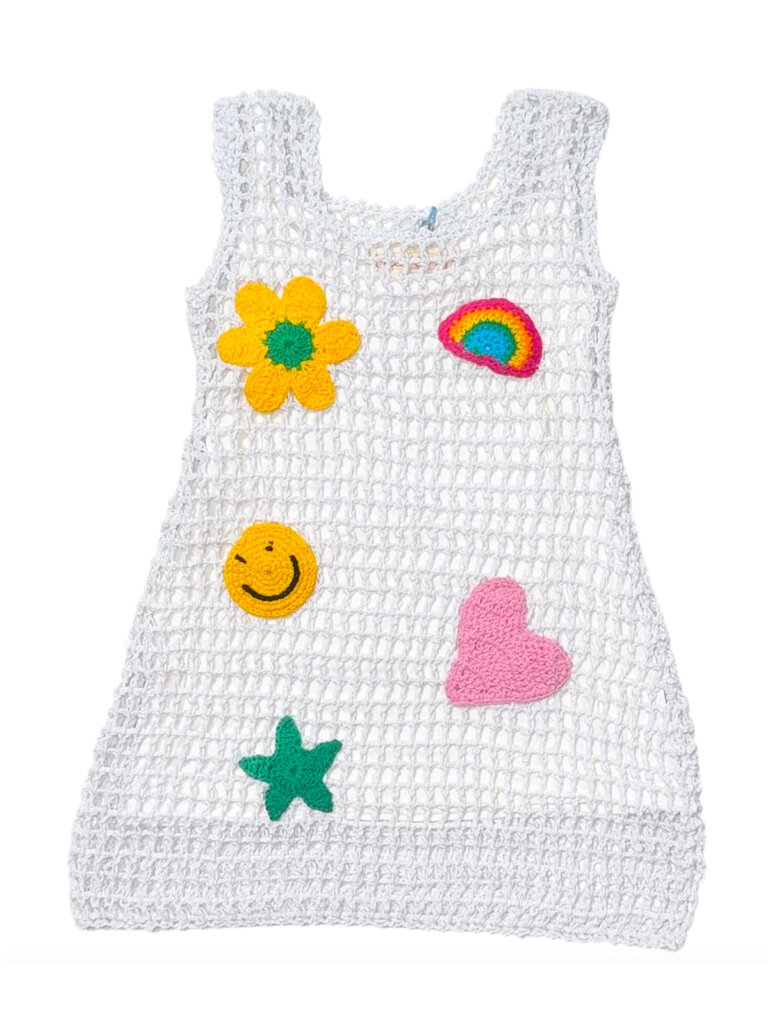 Bela & Nuni White Patch Crochet Dress