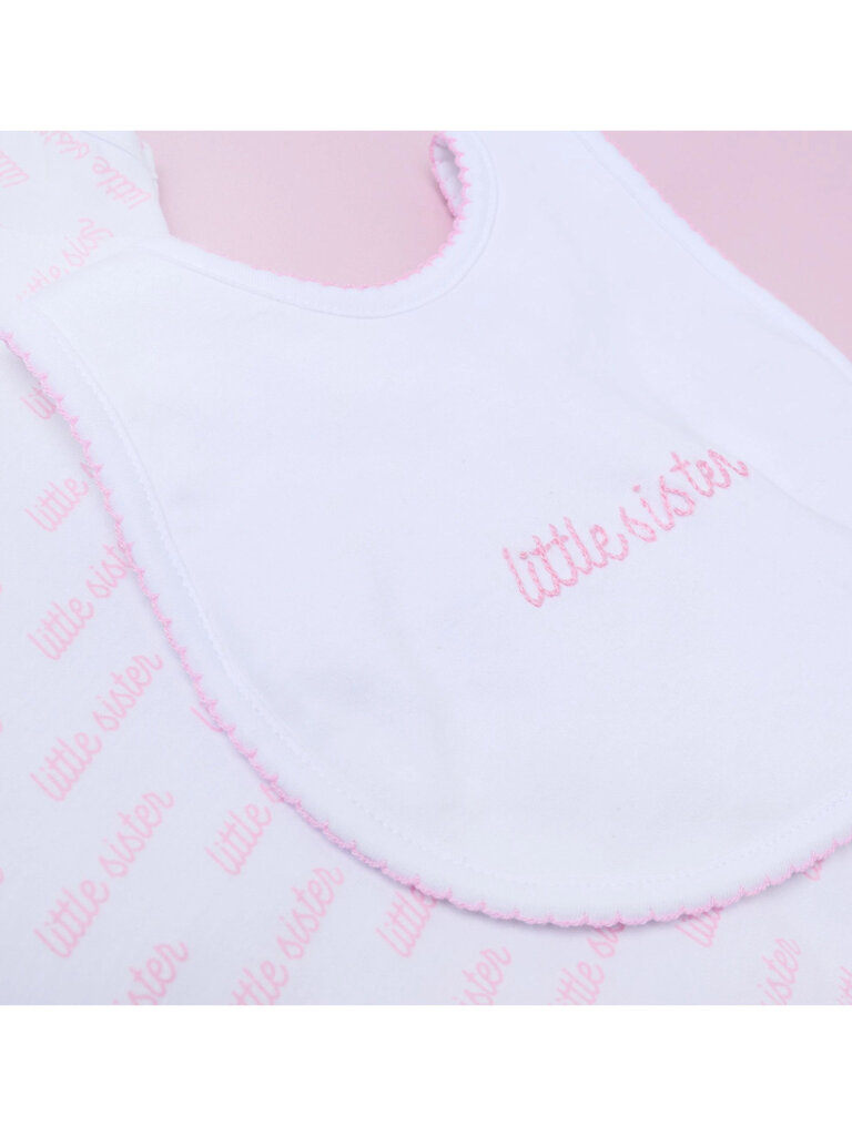 Magnolia Baby Little Sister Embroidered Bib