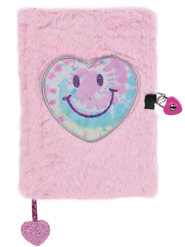 Iscream Heart Tie Dye Lock and Key Furry Journal