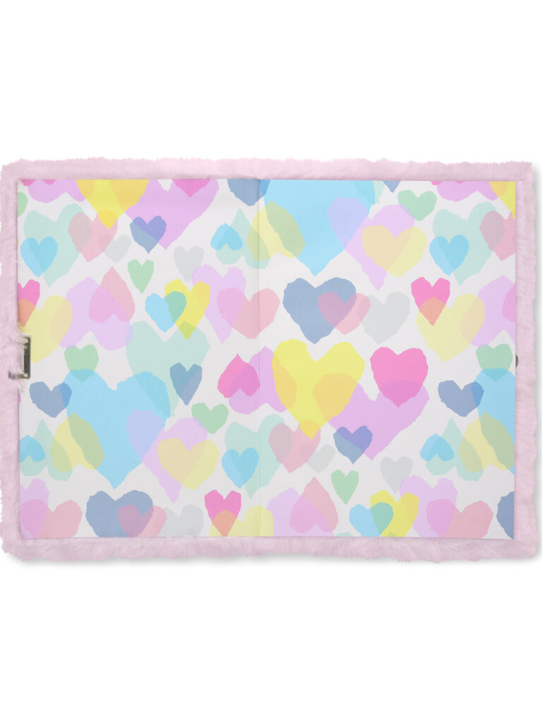 Iscream Heart Tie Dye Lock and Key Furry Journal