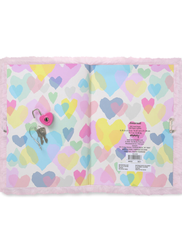 Iscream Heart Tie Dye Lock and Key Furry Journal