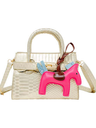 Zomi Gems Patent Crocodile Pony Handbag