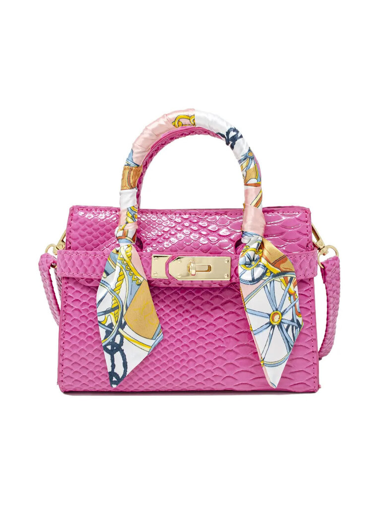 Zomi Gems Patent Crocodile Scarf Handbag