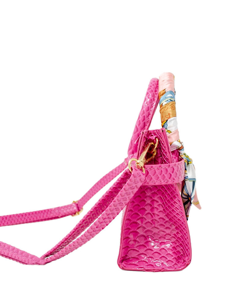 Zomi Gems Patent Crocodile Scarf Handbag