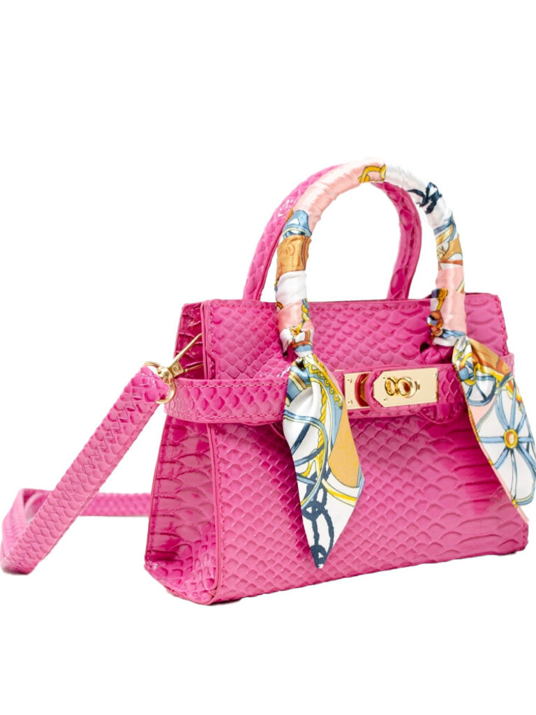 Zomi Gems Patent Crocodile Scarf Handbag