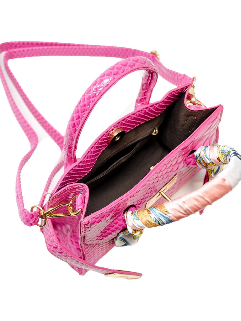 Zomi Gems Patent Crocodile Scarf Handbag