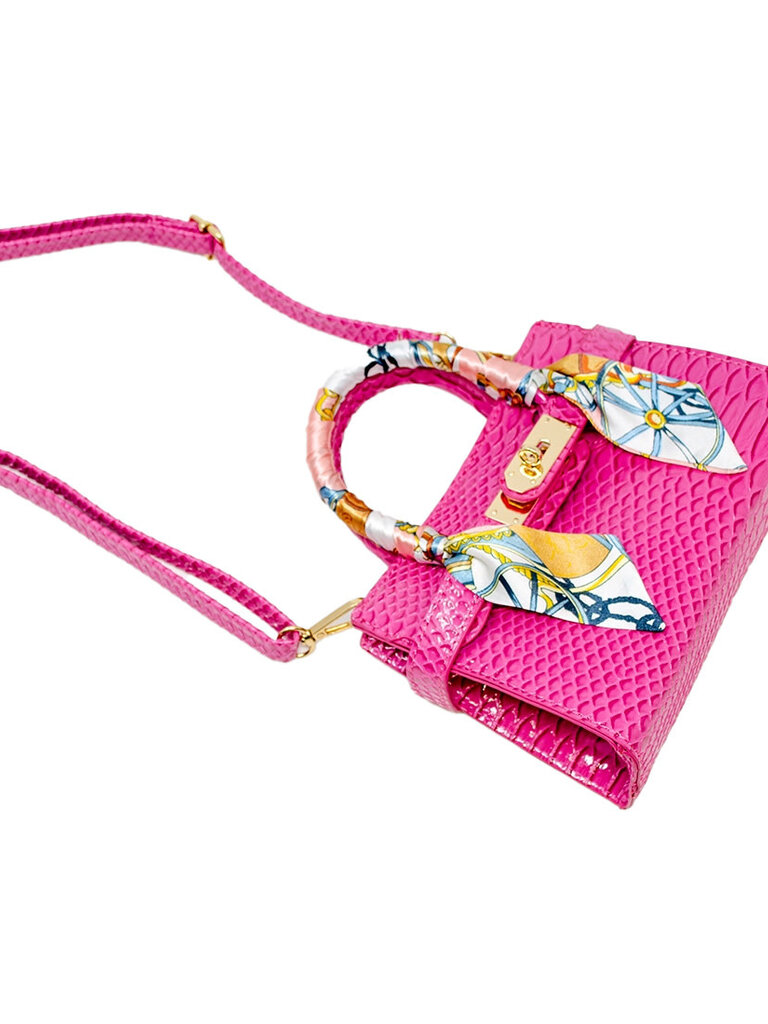 Zomi Gems Patent Crocodile Scarf Handbag