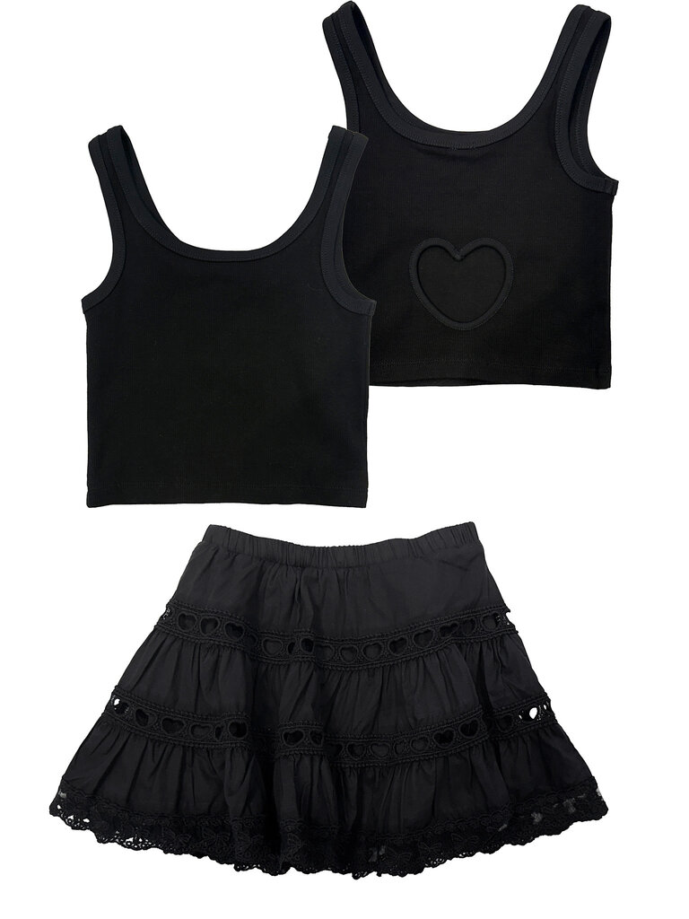 THEME Sofia Black Heart Lace Skirt