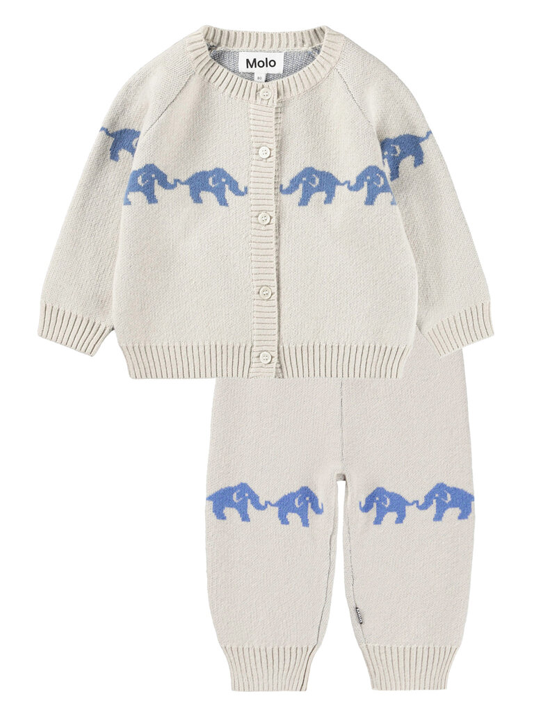 Molo Blue Elephants Knit Set