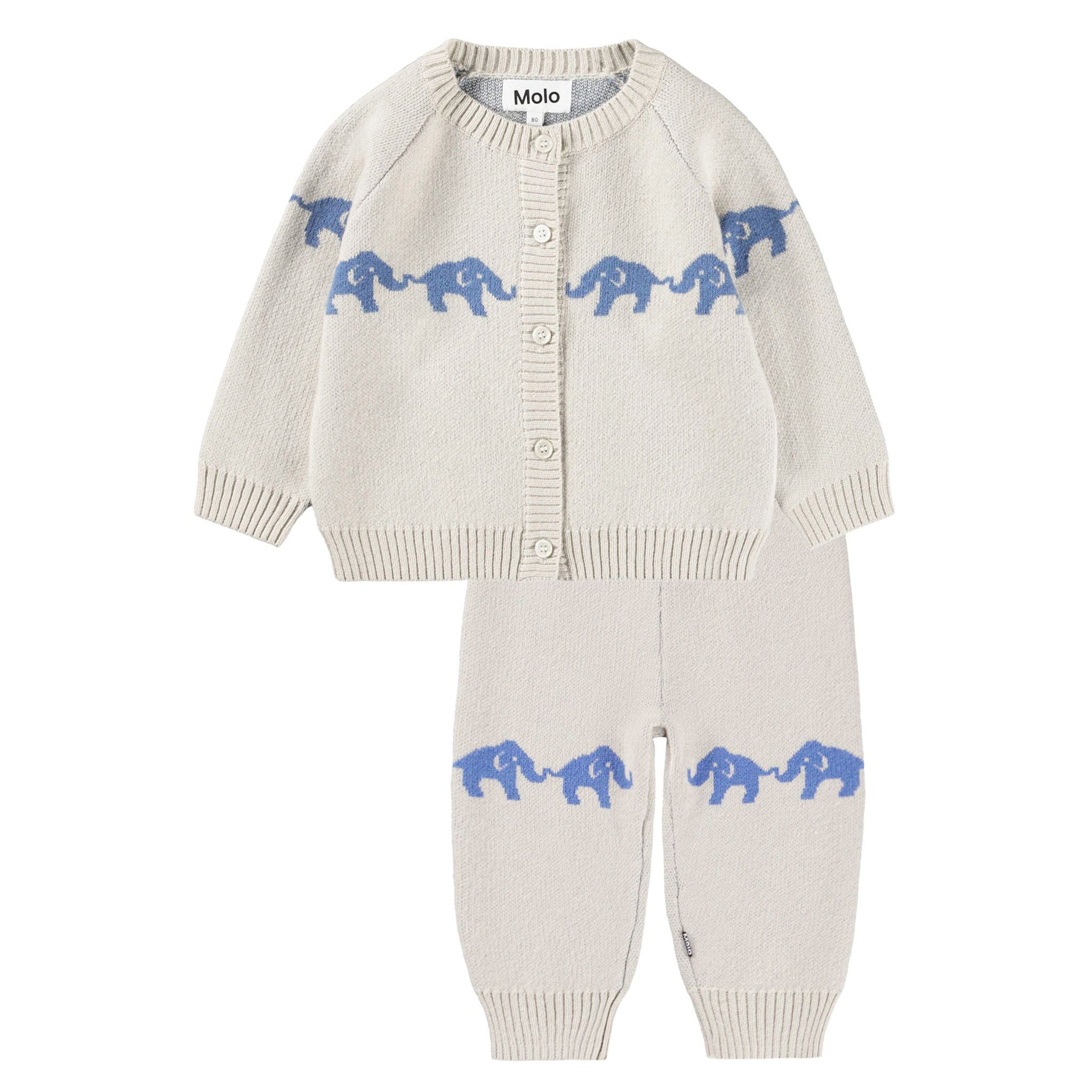 Molo Baby Boys Blue Elephants Knit Set - Pumpkin and Bean